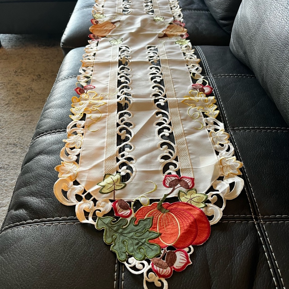 Embroidery and Lace Fall Table Runner​